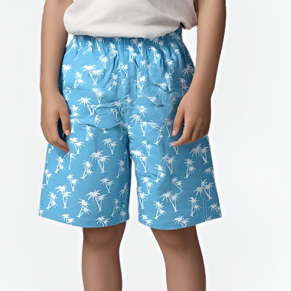 NWT Boys White Blue Beach Bermuda Surf Skate Board Swim Trunks Shorts XL